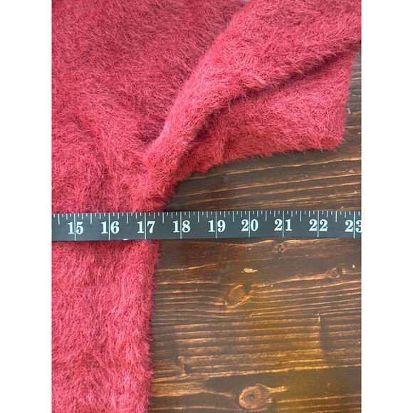 90s Y2K Bebe Fuzzy Sweater M Burgundy Rhinestone Spell-out Going Out Top - Picture 11 of 14